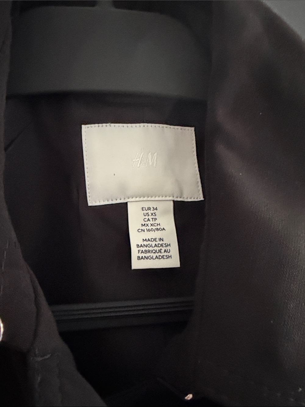 NWOT H&M Black Double-Breasted Trench Coat with Belt - Picture 2 of 5